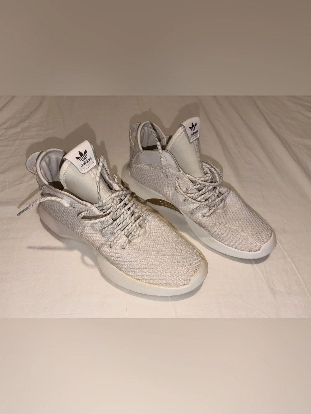 Adidas Tubular Rise Primeknit Cream White Sneakers (AH2076) Mens Size 8